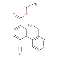 Chemical structure of ethyl 6-cyano-2'-ethyl-[1,1'-biphenyl]-3-carboxylate - CSSB06583983833