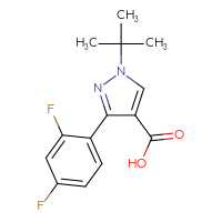 Chemical structure of 1-tert-butyl-3-(2,4-difluorophenyl)-1H-pyrazole-4-carboxylic acid - CSSB00000763122