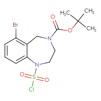 Chemical structure of tert-butyl 6-bromo-1-(chlorosulfonyl)-2,3,4,5-tetrahydro-1H-1,4-benzodiazepine-4-carboxylate - CSSB14959847041