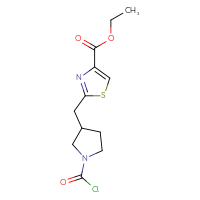 Chemical structure of ethyl 2-{[1-(carbonochloridoyl)pyrrolidin-3-yl]methyl}-1,3-thiazole-4-carboxylate - CSSB21224773749