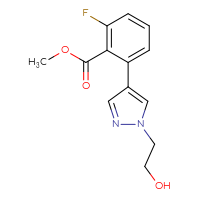Chemical structure of methyl 2-fluoro-6-[1-(2-hydroxyethyl)-1H-pyrazol-4-yl]benzoate - CSSB06587699853