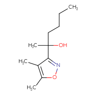 Chemical structure of 2-(4,5-dimethyl-1,2-oxazol-3-yl)hexan-2-ol - CSSB20647359802
