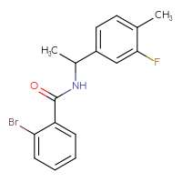 Chemical structure of 2-bromo-N-[1-(3-fluoro-4-methylphenyl)ethyl]benzamide - CSSB00050582015
