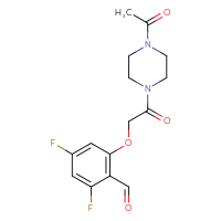 Chemical structure of 2-[2-(4-acetylpiperazin-1-yl)-2-oxoethoxy]-4,6-difluorobenzaldehyde - CSSB21414461485