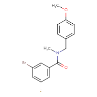 Chemical structure of 3-bromo-5-fluoro-N-[(4-methoxyphenyl)methyl]-N-methylbenzamide - CSSB00105641158