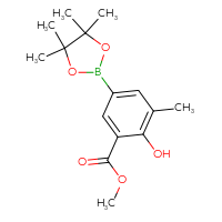 Chemical structure of methyl 2-hydroxy-3-methyl-5-(4,4,5,5-tetramethyl-1,3,2-dioxaborolan-2-yl)benzoate - CSSB02518915802