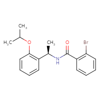 Chemical structure of 2-bromo-N-[(1R)-1-[2-(propan-2-yloxy)phenyl]ethyl]benzamide - CSSB21432555958