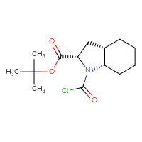 Chemical structure of tert-butyl (2S,3aS,7aS)-1-(carbonochloridoyl)-octahydro-1H-indole-2-carboxylate - CSSB14977489725