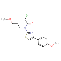 Chemical structure of 2-chloro-N-[4-(4-methoxyphenyl)-1,3-thiazol-2-yl]-N-(3-methoxypropyl)acetamide - CSSB00103147016