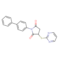 Chemical structure of 1-{[1,1'-biphenyl]-4-yl}-3-(pyrimidin-2-ylsulfanyl)pyrrolidine-2,5-dione - CSSB00121635215