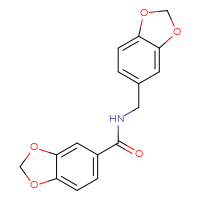 Chemical structure of N-[(2H-1,3-benzodioxol-5-yl)methyl]-2H-1,3-benzodioxole-5-carboxamide - CSSB00027986280