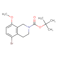 Chemical structure of tert-butyl 5-bromo-8-methoxy-1,2,3,4-tetrahydroisoquinoline-2-carboxylate - CSSB02287366881