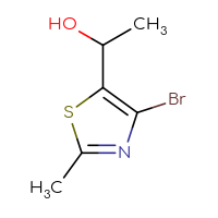 Chemical structure of 1-(4-bromo-2-methyl-1,3-thiazol-5-yl)ethan-1-ol - CSSB20636250774