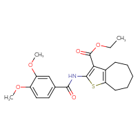 Chemical structure of ethyl 2-(3,4-dimethoxybenzamido)-4H,5H,6H,7H,8H-cyclohepta[b]thiophene-3-carboxylate - CSSB00106940637