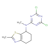 Chemical structure of N-(4,6-dichloro-1,3,5-triazin-2-yl)-N,2-dimethyl-4,5,6,7-tetrahydro-1,3-benzothiazol-7-amine - CSSB21332062532