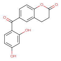 Chemical structure of 6-(2,4-dihydroxybenzoyl)-3,4-dihydro-2H-1-benzopyran-2-one - CSSB06446548640