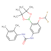 Chemical structure of 1-[4-(difluoromethoxy)-3-(4,4,5,5-tetramethyl-1,3,2-dioxaborolan-2-yl)phenyl]-3-(2,3-dimethylphenyl)urea - CSSB21332140740
