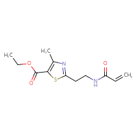 Chemical structure of ethyl 4-methyl-2-[2-(prop-2-enamido)ethyl]-1,3-thiazole-5-carboxylate - CSSB01100757716
