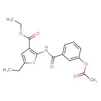 Chemical structure of ethyl 2-[3-(acetyloxy)benzamido]-5-ethylthiophene-3-carboxylate - CSSB00121732619