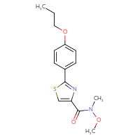 Chemical structure of N-methoxy-N-methyl-2-(4-propoxyphenyl)-1,3-thiazole-4-carboxamide - CSSB02064384213