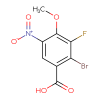 Chemical structure of 2-bromo-3-fluoro-4-methoxy-5-nitrobenzoic acid - CSSB06787154382