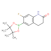 Chemical structure of 7-fluoro-6-(4,4,5,5-tetramethyl-1,3,2-dioxaborolan-2-yl)-1,2,3,4-tetrahydroquinolin-2-one - CSSB02495365497