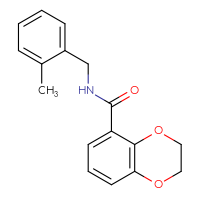 Chemical structure of N-[(2-methylphenyl)methyl]-2,3-dihydro-1,4-benzodioxine-5-carboxamide - CSSB00104060417