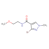 Chemical structure of 3-bromo-N-(2-methoxyethyl)-1-methyl-1H-pyrazole-4-carboxamide - CSSB00155916165