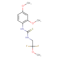Chemical structure of 3-(2,2-difluoro-2-methoxyethyl)-1-(2,4-dimethoxyphenyl)thiourea - CSSB21432509929