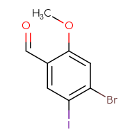 Chemical structure of 4-bromo-5-iodo-2-methoxybenzaldehyde - CSSB00020746959