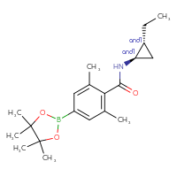 Chemical structure of rac-N-[(1R,2R)-2-ethylcyclopropyl]-2,6-dimethyl-4-(4,4,5,5-tetramethyl-1,3,2-dioxaborolan-2-yl)benzamide - CSSB21331714237