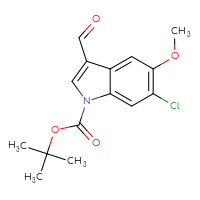 Chemical structure of tert-butyl 6-chloro-3-formyl-5-methoxy-1H-indole-1-carboxylate - CSSB21332060103