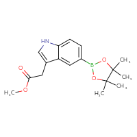 Chemical structure of methyl 2-[5-(4,4,5,5-tetramethyl-1,3,2-dioxaborolan-2-yl)-1H-indol-3-yl]acetate - CSSB03567560539