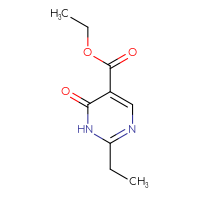 Chemical structure of ethyl 2-ethyl-6-oxo-1,6-dihydropyrimidine-5-carboxylate - CSSB00000703271