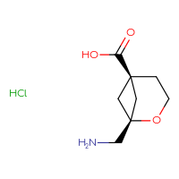 Chemical structure of (1s,5r)-1-(aminomethyl)-2-oxabicyclo[3.1.1]heptane-5-carboxylic acid hydrochloride - CSSB06446546627