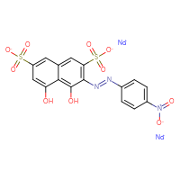 Chemical structure of disodium 4,5-dihydroxy-3-[(1E)-2-(4-nitrophenyl)diazen-1-yl]naphthalene-2,7-disulfonate - CSSB00016997409