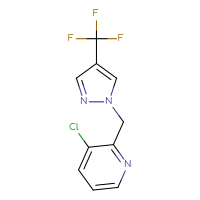 Chemical structure of 3-chloro-2-{[4-(trifluoromethyl)-1H-pyrazol-1-yl]methyl}pyridine - CSSB02164725182