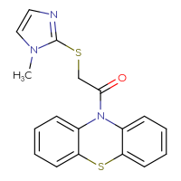 Chemical structure of 2-[(1-methyl-1H-imidazol-2-yl)sulfanyl]-1-(10H-phenothiazin-10-yl)ethan-1-one - CSSB00027917398