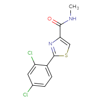 Chemical structure of 2-(2,4-dichlorophenyl)-N-methyl-1,3-thiazole-4-carboxamide - CSSB01999343808