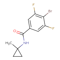 Chemical structure of 4-bromo-3,5-difluoro-N-(1-methylcyclopropyl)benzamide - CSSB01156277820