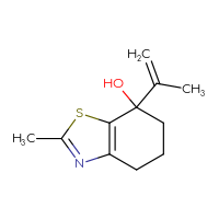 Chemical structure of 2-methyl-7-(prop-1-en-2-yl)-4,5,6,7-tetrahydro-1,3-benzothiazol-7-ol - CSSB06823224147
