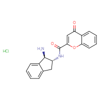 Chemical structure of N-[(1R,2R)-1-amino-2,3-dihydro-1H-inden-2-yl]-4-oxo-4H-chromene-2-carboxamide hydrochloride - CSSB00161116036