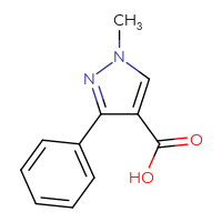 Chemical structure of 1-methyl-3-phenyl-1H-pyrazole-4-carboxylic acid - CSSB00000696620