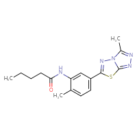 Chemical structure of N-(2-methyl-5-{3-methyl-[1,2,4]triazolo[3,4-b][1,3,4]thiadiazol-6-yl}phenyl)pentanamide - CSSB00026738825