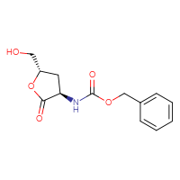 Chemical structure of benzyl N-[(3R,5S)-5-(hydroxymethyl)-2-oxooxolan-3-yl]carbamate - CSSB00055754228