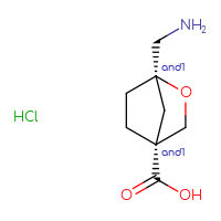 Chemical structure of rac-(1R,4R)-1-(aminomethyl)-2-oxabicyclo[2.2.1]heptane-4-carboxylic acid hydrochloride - CSSB20620690277