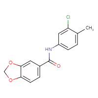 Chemical structure of N-(3-chloro-4-methylphenyl)-2H-1,3-benzodioxole-5-carboxamide - CSSB00046214958