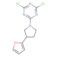 Chemical structure of 2,4-dichloro-6-[3-(furan-2-yl)pyrrolidin-1-yl]-1,3,5-triazine - CSSB02182106958