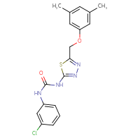 Chemical structure of 1-(3-chlorophenyl)-3-{5-[(3,5-dimethylphenoxy)methyl]-1,3,4-thiadiazol-2-yl}urea - CSSB00121612438