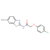 Chemical structure of 2-(4-chlorophenoxy)-N-(6-methyl-1,3-benzothiazol-2-yl)acetamide - CSSB00027747221